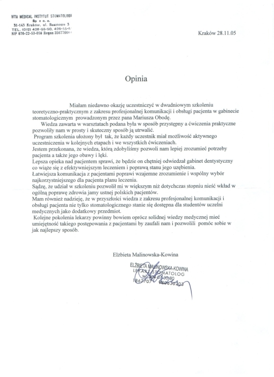 Instytut Stomatologii Vita- Medical Elżbieta Malinowska-Kowina