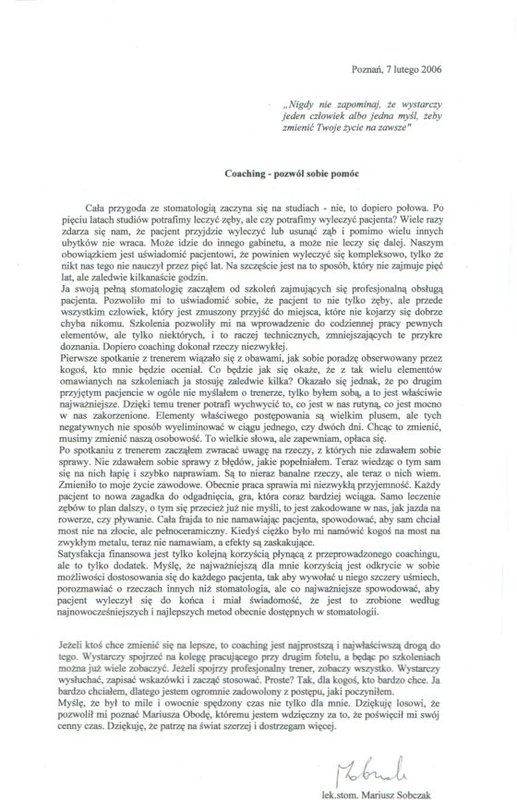 Praktyka Stomatologiczna Mariusz Sobczak ( coaching )